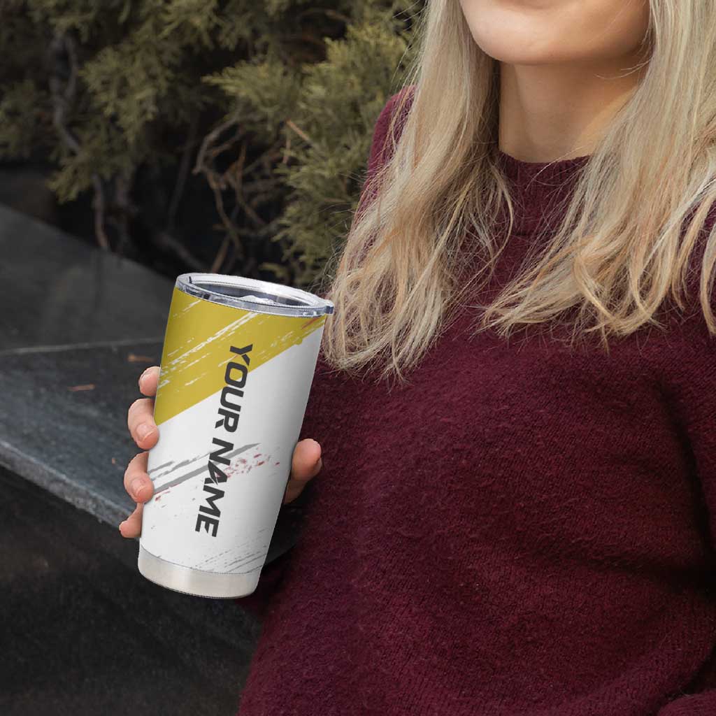Personalized Funny Turkey Bowling Tumbler Cup with Cool Sunglasses Pins Yellow and White - Wonder Print Shop
