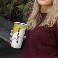 Personalized Funny Turkey Bowling Tumbler Cup with Cool Sunglasses Pins Yellow and White - Wonder Print Shop