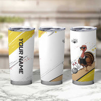 Personalized Funny Turkey Bowling Tumbler Cup with Cool Sunglasses Pins Yellow and White - Wonder Print Shop