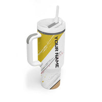 Personalized Funny Turkey Bowling Tumbler With Handle with Cool Sunglasses Pins Yellow and White - Wonder Print Shop