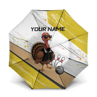 Personalized Funny Turkey Bowling Umbrella with Cool Sunglasses Pins Yellow and White - Wonder Print Shop