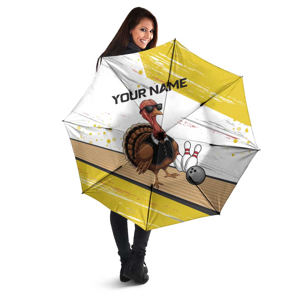 Personalized Funny Turkey Bowling Umbrella with Cool Sunglasses Pins Yellow and White - Wonder Print Shop