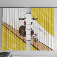 Personalized Funny Turkey Bowling Window Curtain with Cool Sunglasses Pins Yellow and White - Wonder Print Shop