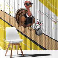 Personalized Funny Turkey Bowling Window Curtain with Cool Sunglasses Pins Yellow and White - Wonder Print Shop