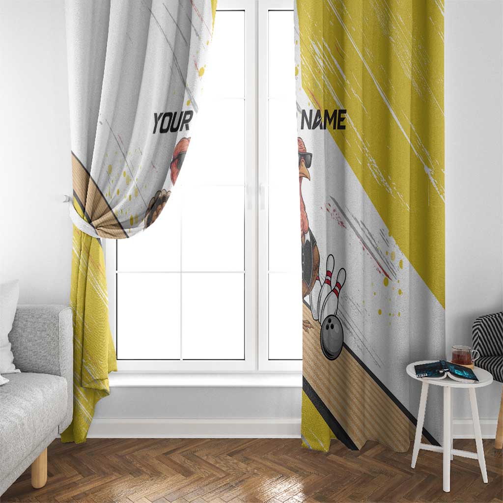 Personalized Funny Turkey Bowling Window Curtain with Cool Sunglasses Pins Yellow and White - Wonder Print Shop