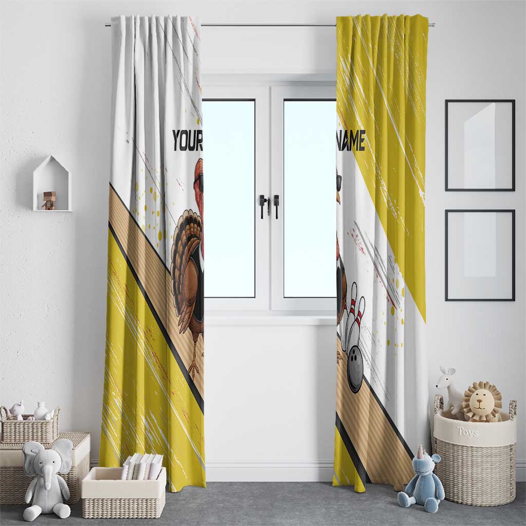 Personalized Funny Turkey Bowling Window Curtain with Cool Sunglasses Pins Yellow and White - Wonder Print Shop