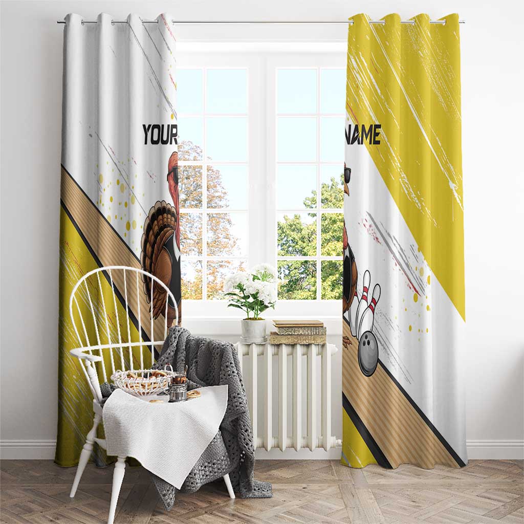 Personalized Funny Turkey Bowling Window Curtain with Cool Sunglasses Pins Yellow and White - Wonder Print Shop
