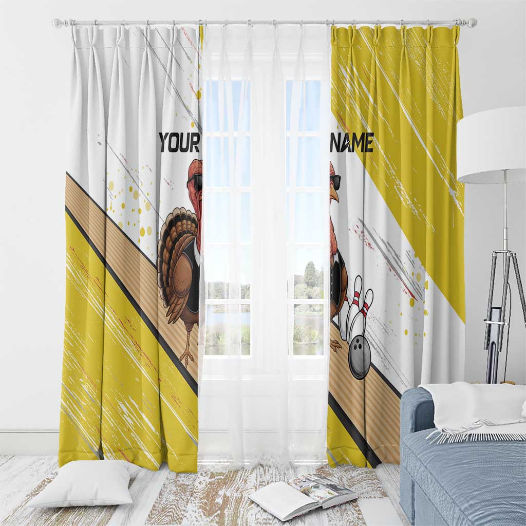 Personalized Funny Turkey Bowling Window Curtain with Cool Sunglasses Pins Yellow and White - Wonder Print Shop