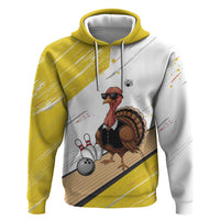 Personalized Funny Turkey Bowling Zip Hoodie with Cool Sunglasses Pins Yellow and White - Wonder Print Shop
