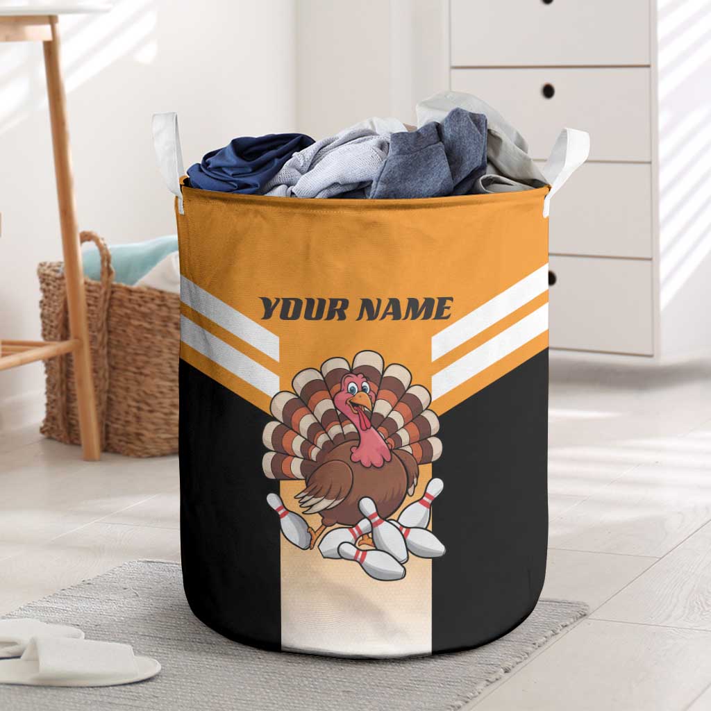 Personalized Funny Turkey Bowling Laundry Basket with Cartoon Pins Thanksgiving - Wonder Print Shop