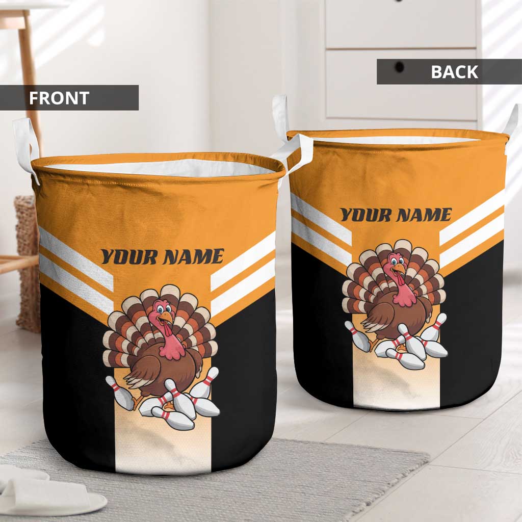 Personalized Funny Turkey Bowling Laundry Basket with Cartoon Pins Thanksgiving - Wonder Print Shop