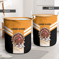 Personalized Funny Turkey Bowling Laundry Basket with Cartoon Pins Thanksgiving - Wonder Print Shop