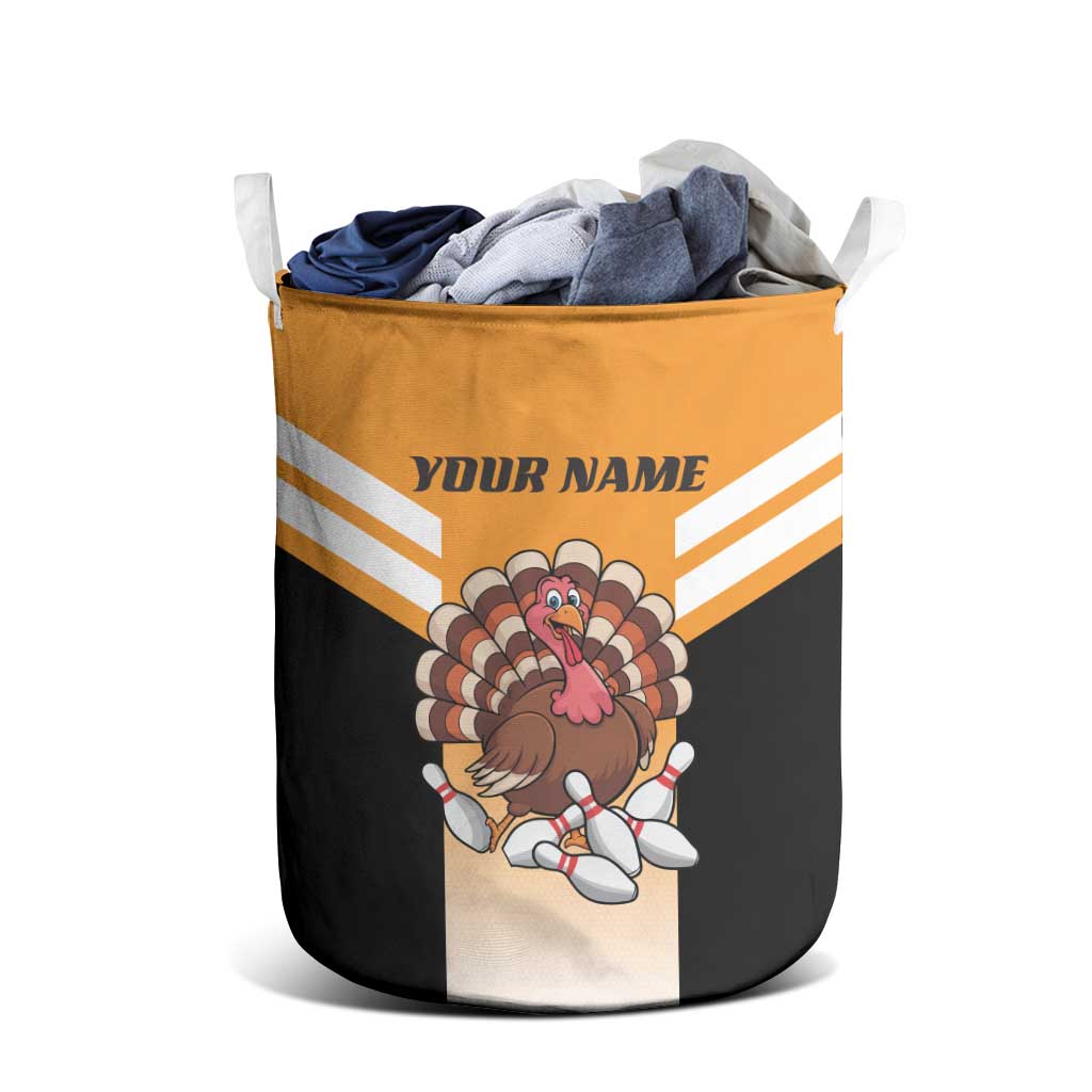 Personalized Funny Turkey Bowling Laundry Basket with Cartoon Pins Thanksgiving - Wonder Print Shop