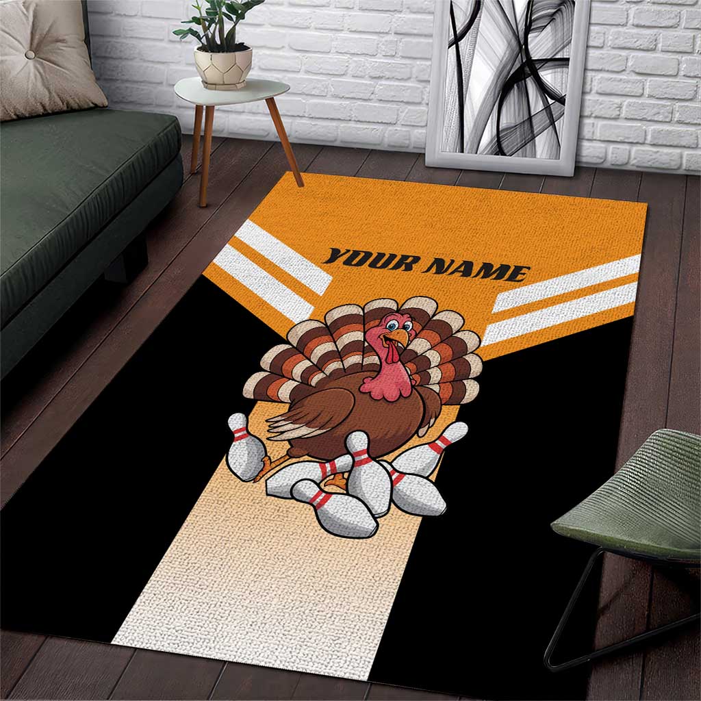 Personalized Funny Turkey Bowling Area Rug with Cartoon Pins Thanksgiving - Wonder Print Shop