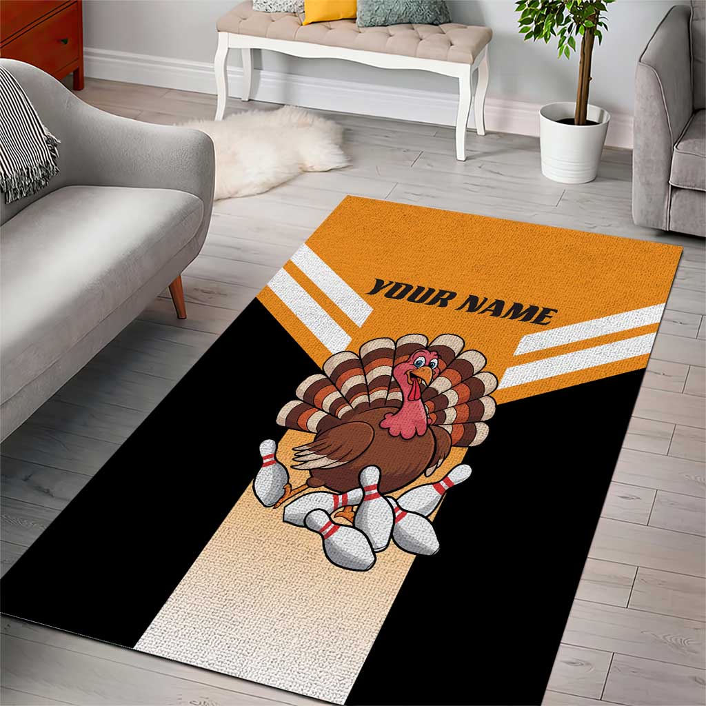 Personalized Funny Turkey Bowling Area Rug with Cartoon Pins Thanksgiving - Wonder Print Shop