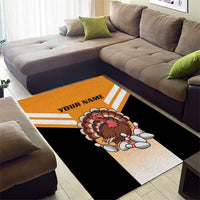 Personalized Funny Turkey Bowling Area Rug with Cartoon Pins Thanksgiving - Wonder Print Shop