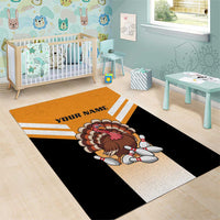Personalized Funny Turkey Bowling Area Rug with Cartoon Pins Thanksgiving - Wonder Print Shop