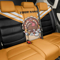 Personalized Funny Turkey Bowling Back Car Seat Cover with Cartoon Pins Thanksgiving - Wonder Print Shop