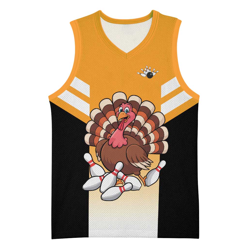 Personalized Funny Turkey Bowling Basketball Jersey with Cartoon Pins Thanksgiving - Wonder Print Shop