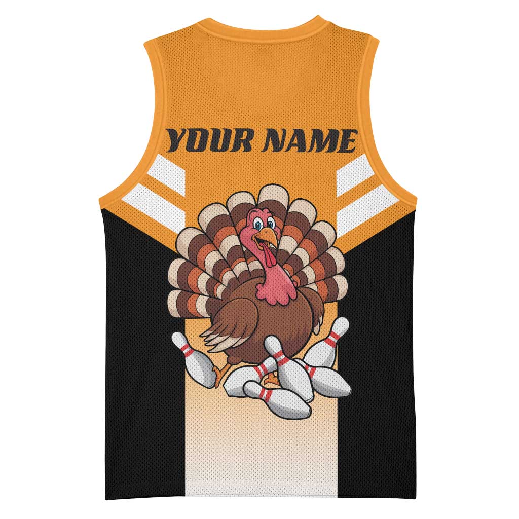 Personalized Funny Turkey Bowling Basketball Jersey with Cartoon Pins Thanksgiving - Wonder Print Shop