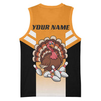Personalized Funny Turkey Bowling Basketball Jersey with Cartoon Pins Thanksgiving - Wonder Print Shop