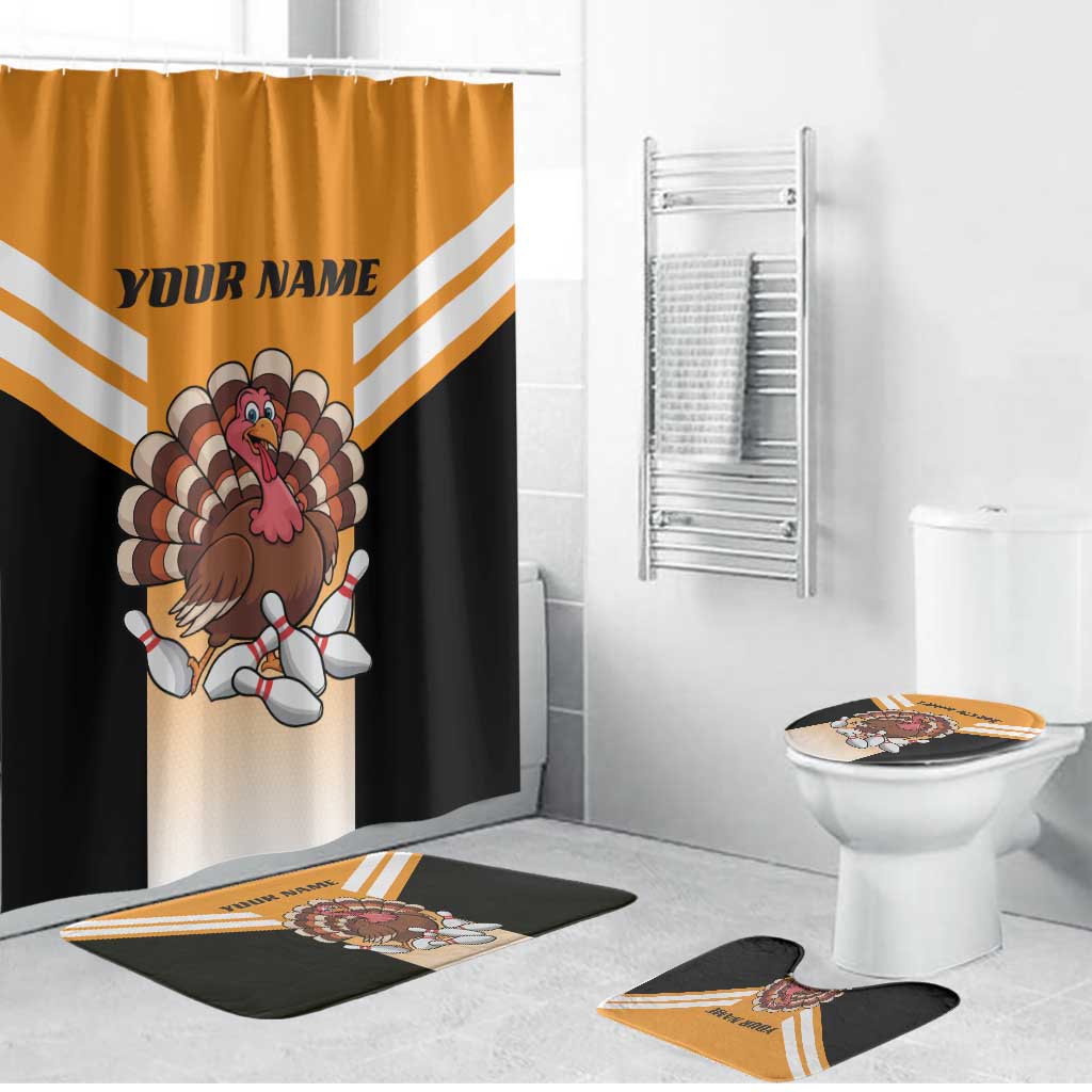 Personalized Funny Turkey Bowling Bathroom Set with Cartoon Pins Thanksgiving - Wonder Print Shop