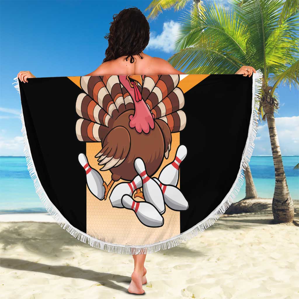 Personalized Funny Turkey Bowling Beach Blanket with Cartoon Pins Thanksgiving - Wonder Print Shop