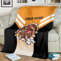 Personalized Funny Turkey Bowling Blanket with Cartoon Pins Thanksgiving - Wonder Print Shop