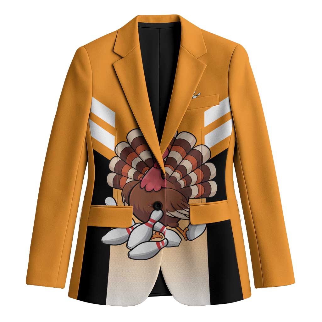 Personalized Funny Turkey Bowling Blazer with Cartoon Pins Thanksgiving - Wonder Print Shop