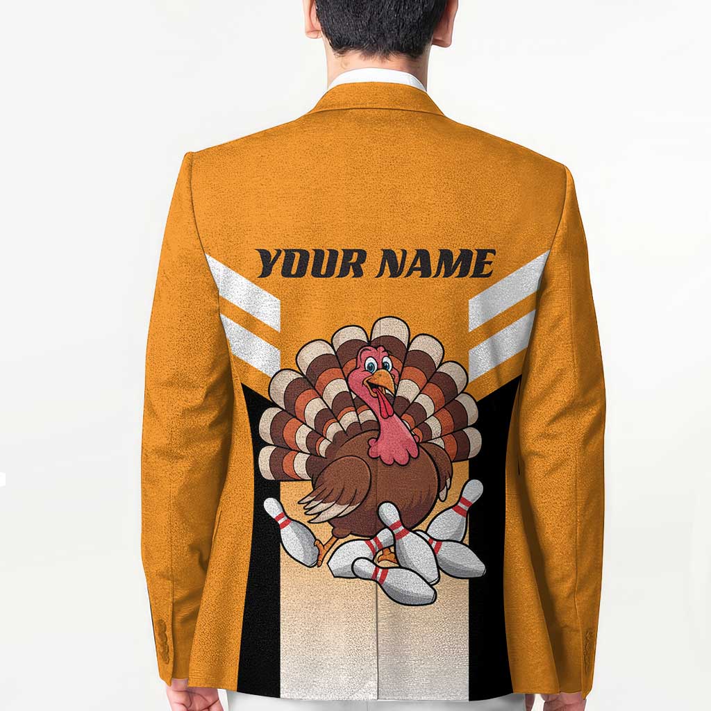 Personalized Funny Turkey Bowling Blazer with Cartoon Pins Thanksgiving - Wonder Print Shop