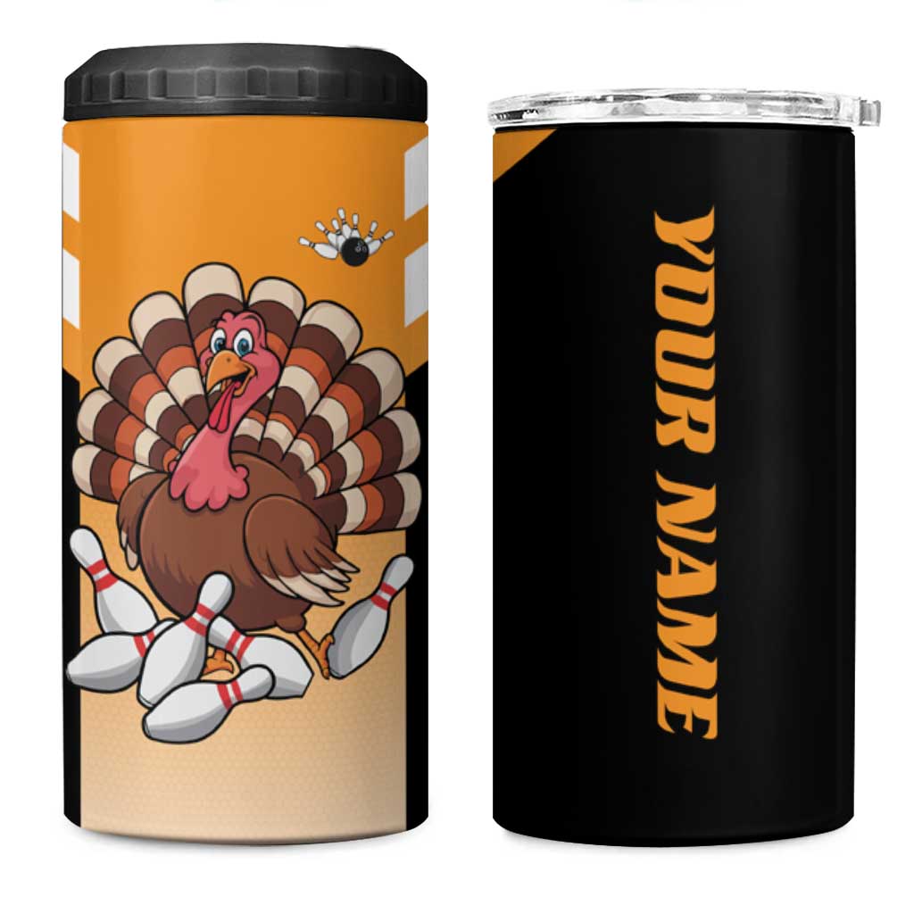 Personalized Funny Turkey Bowling 4 in 1 Can Cooler Tumbler with Cartoon Pins Thanksgiving - Wonder Print Shop