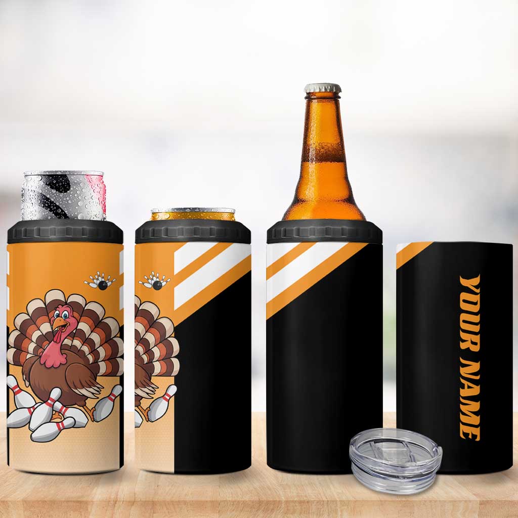Personalized Funny Turkey Bowling 4 in 1 Can Cooler Tumbler with Cartoon Pins Thanksgiving - Wonder Print Shop