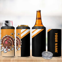 Personalized Funny Turkey Bowling 4 in 1 Can Cooler Tumbler with Cartoon Pins Thanksgiving - Wonder Print Shop