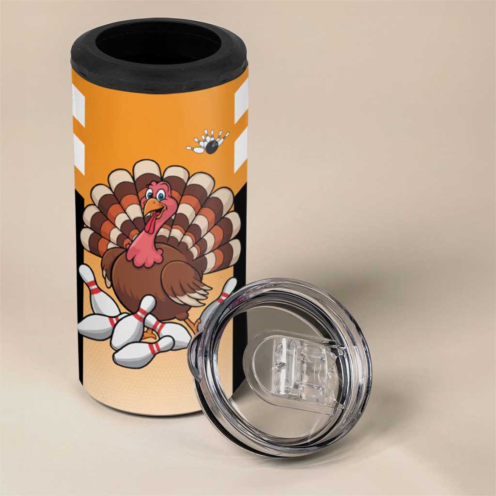Personalized Funny Turkey Bowling 4 in 1 Can Cooler Tumbler with Cartoon Pins Thanksgiving - Wonder Print Shop