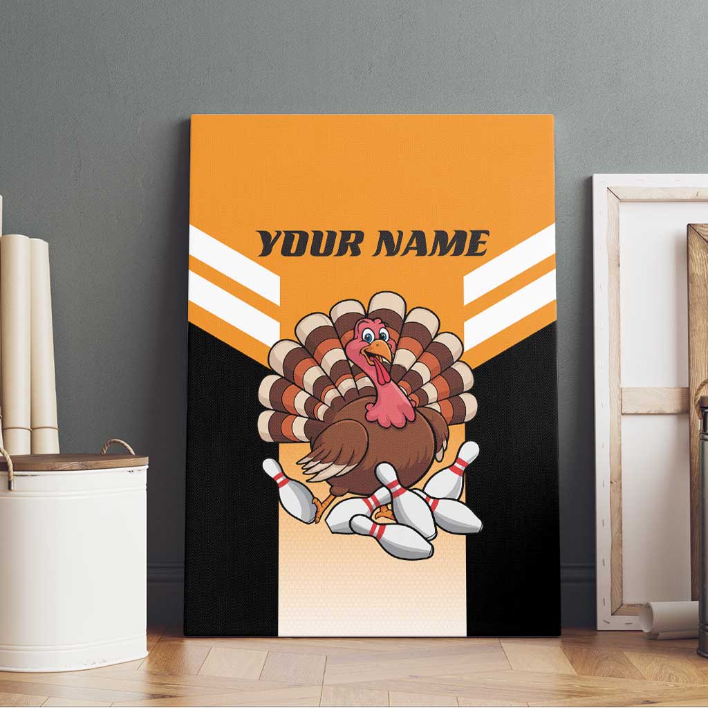 Personalized Funny Turkey Bowling Canvas Wall Art with Cartoon Pins Thanksgiving - Wonder Print Shop
