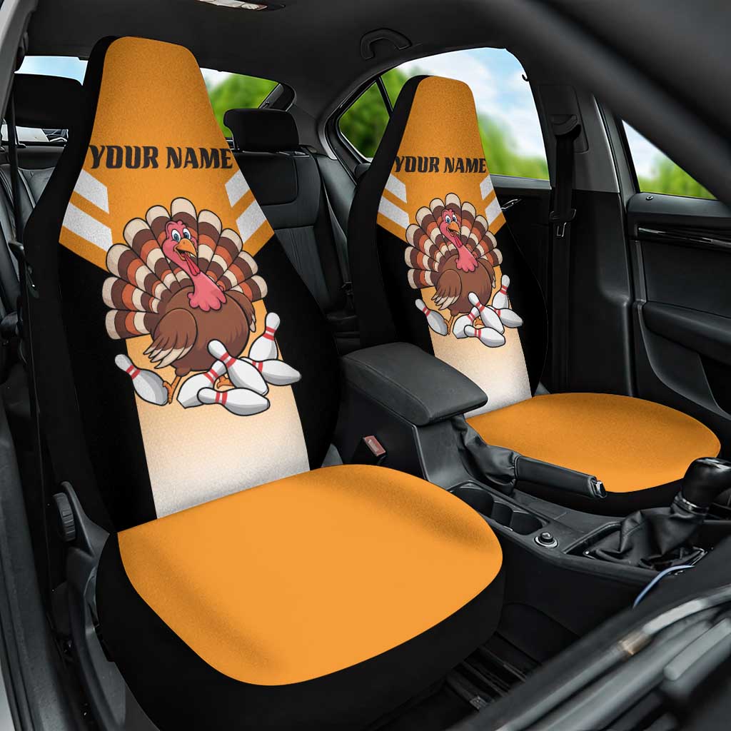 Personalized Funny Turkey Bowling Car Seat Cover with Cartoon Pins Thanksgiving - Wonder Print Shop