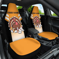 Personalized Funny Turkey Bowling Car Seat Cover with Cartoon Pins Thanksgiving - Wonder Print Shop