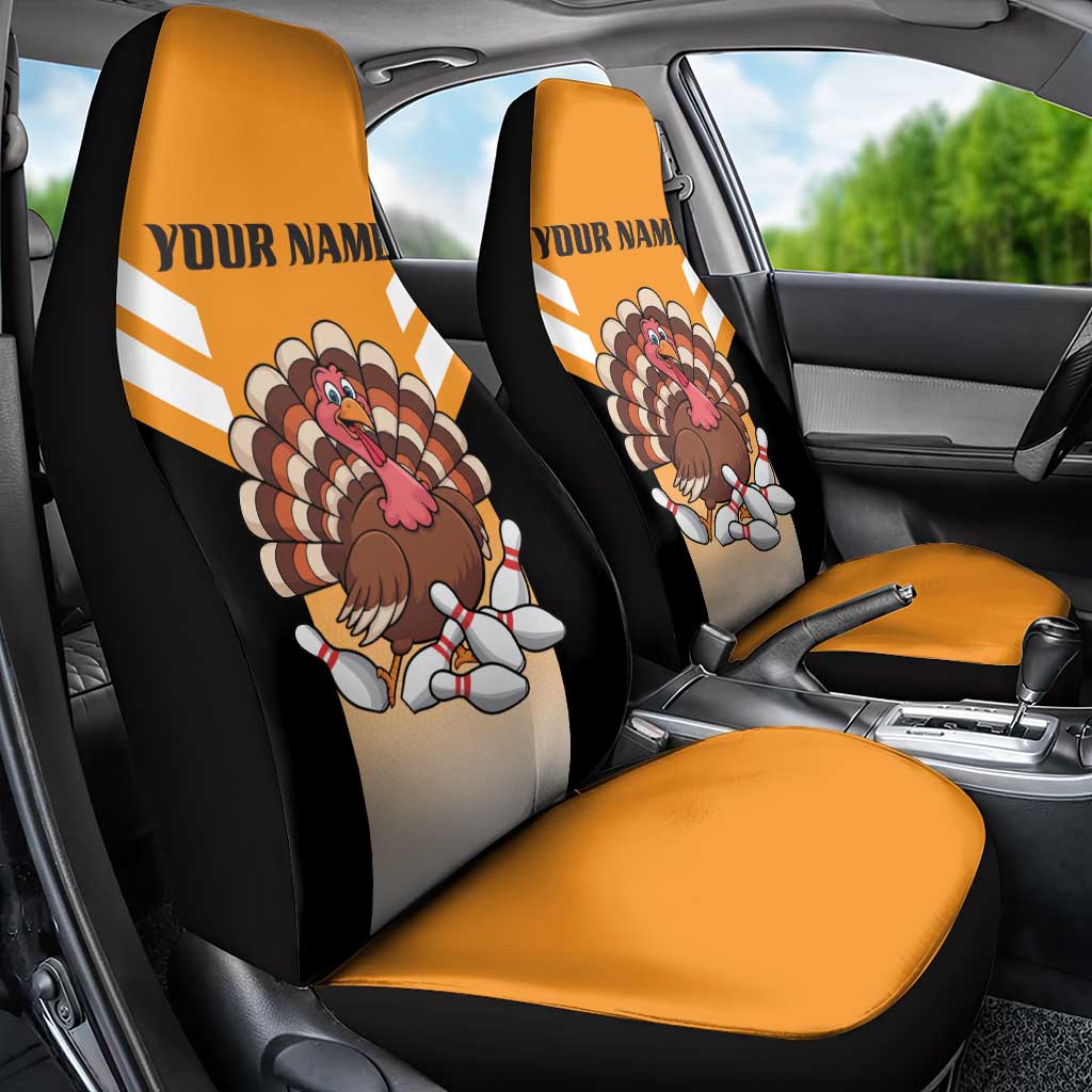 Personalized Funny Turkey Bowling Car Seat Cover with Cartoon Pins Thanksgiving - Wonder Print Shop