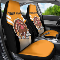 Personalized Funny Turkey Bowling Car Seat Cover with Cartoon Pins Thanksgiving - Wonder Print Shop