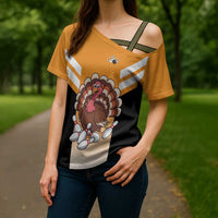 Personalized Funny Turkey Bowling Cross Shoulder Shirt with Cartoon Pins Thanksgiving - Wonder Print Shop