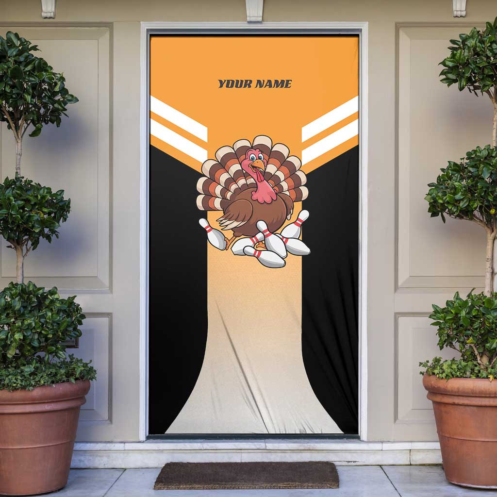 Personalized Funny Turkey Bowling Door Cover with Cartoon Pins Thanksgiving - Wonder Print Shop