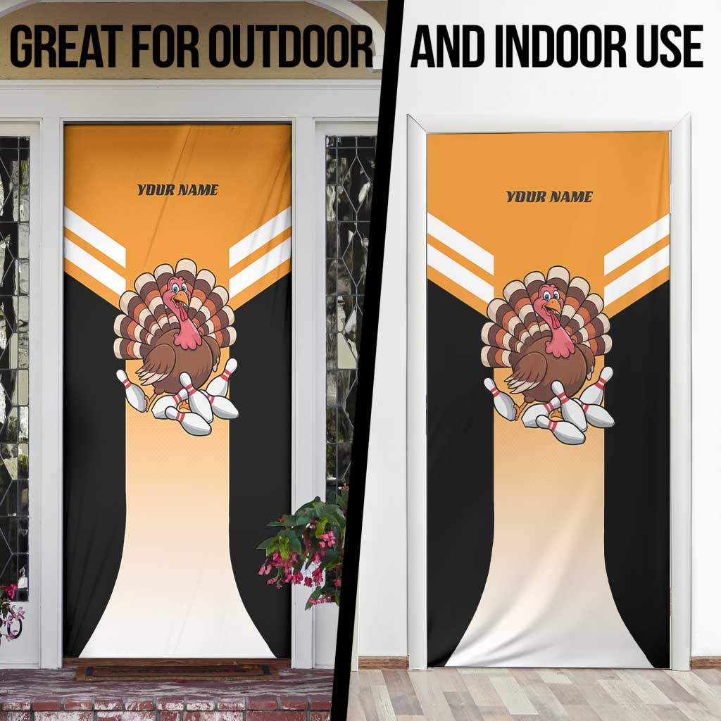 Personalized Funny Turkey Bowling Door Cover with Cartoon Pins Thanksgiving - Wonder Print Shop