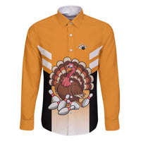 Personalized Funny Turkey Bowling Family Matching Off The Shoulder Long Sleeve Dress and Hawaiian Shirt with Cartoon Pins Thanksgiving - Wonder Print Shop
