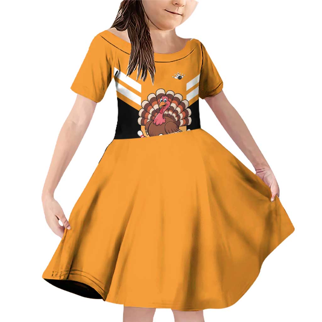 Personalized Funny Turkey Bowling Family Matching Off Shoulder Short Dress and Hawaiian Shirt with Cartoon Pins Thanksgiving - Wonder Print Shop