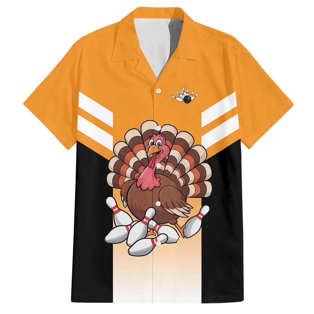 Personalized Funny Turkey Bowling Family Matching Short Sleeve Bodycon Dress and Hawaiian Shirt with Cartoon Pins Thanksgiving - Wonder Print Shop