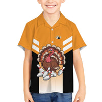 Personalized Funny Turkey Bowling Family Matching Short Sleeve Bodycon Dress and Hawaiian Shirt with Cartoon Pins Thanksgiving - Wonder Print Shop