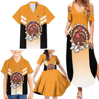 Personalized Funny Turkey Bowling Family Matching Summer Maxi Dress and Hawaiian Shirt with Cartoon Pins Thanksgiving - Wonder Print Shop