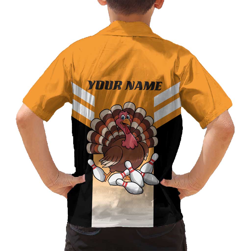 Personalized Funny Turkey Bowling Family Matching Tank Maxi Dress and Hawaiian Shirt with Cartoon Pins Thanksgiving - Wonder Print Shop