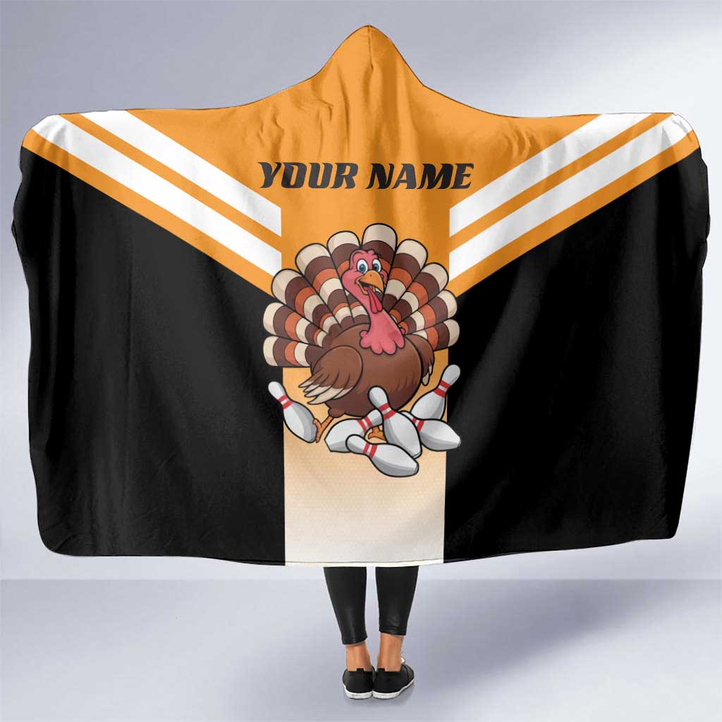 Personalized Funny Turkey Bowling Hooded Blanket with Cartoon Pins Thanksgiving - Wonder Print Shop