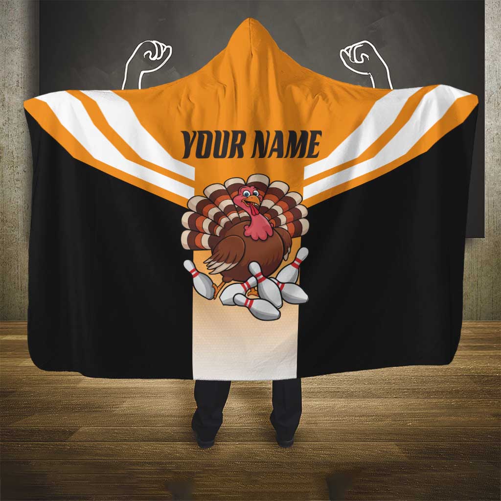 Personalized Funny Turkey Bowling Hooded Blanket with Cartoon Pins Thanksgiving - Wonder Print Shop